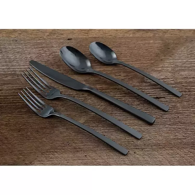 black_mirrored_steel_pc_flatware_set_2.webp Mirrored Steel 20-pc. Flatware Set>Kirklands Home Best Sale