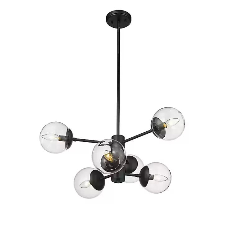 black_mod_arm_globe_chandelier_2.webp Mod 5-Arm Globe Chandelier>Kirklands Home New