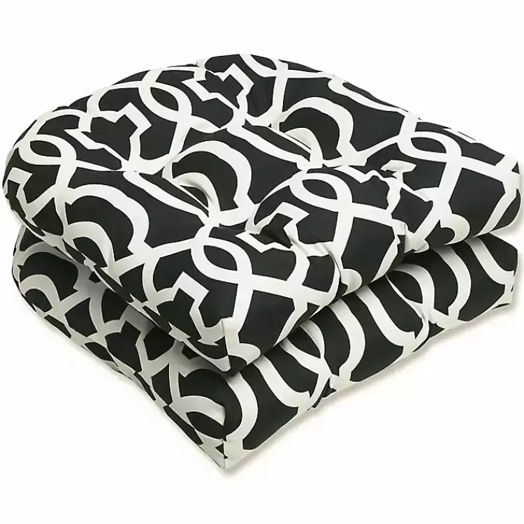 Black New Geometric 2-pc. Wicker Chair Cushion Set>Kirklands Home Best Sale