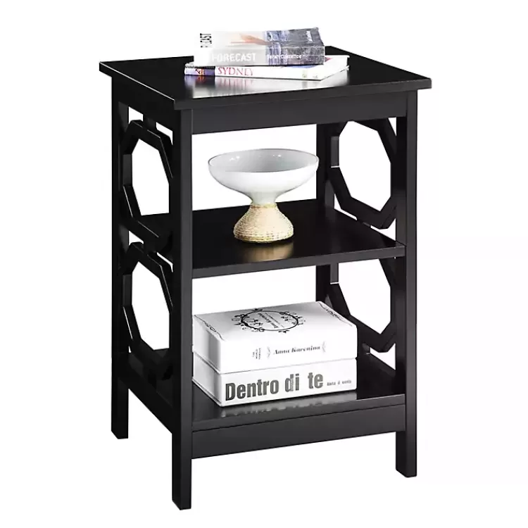 black_octagon_shelf_accent_table_2.webp Octagon 2-Shelf Accent Table>Kirklands Home Store