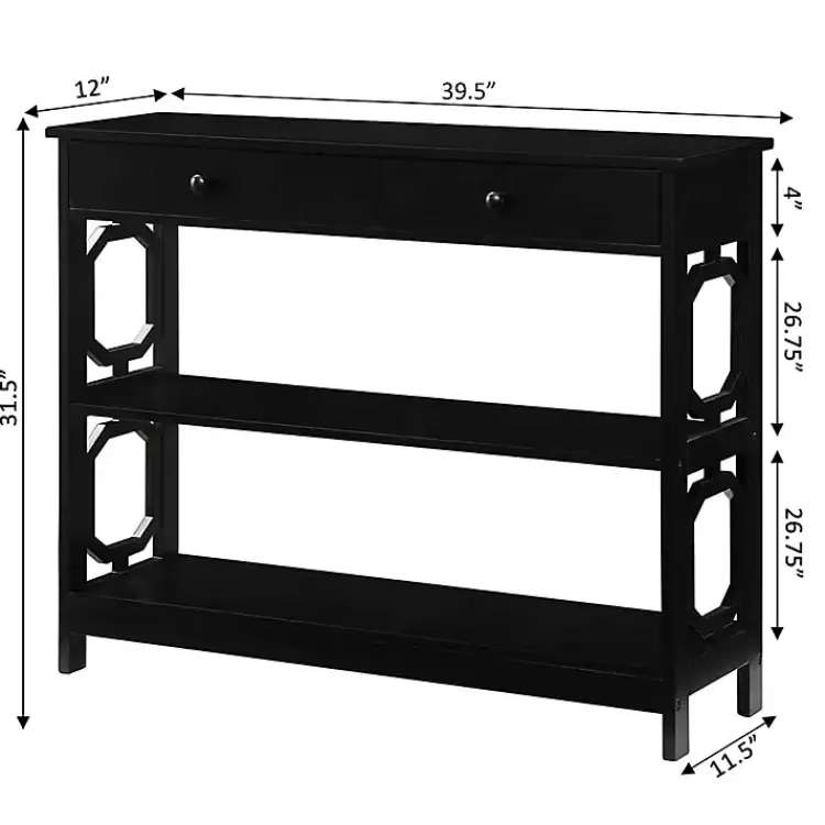 black_octagon_shelf_console_table_6.webp Octagon 2-Shelf Console Table>Kirklands Home Online