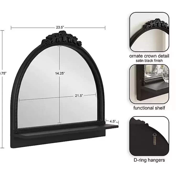 Black Ornate Arch Wall Mirror with Shelf>Kirklands Home Best Sale