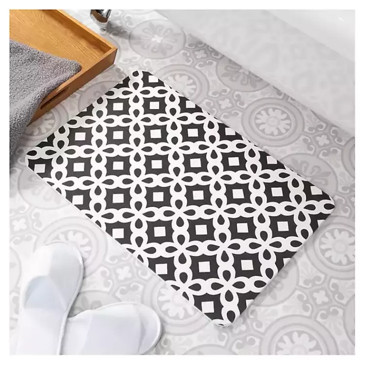 Black Patterned Stone Bath Mat>Kirklands Home Discount