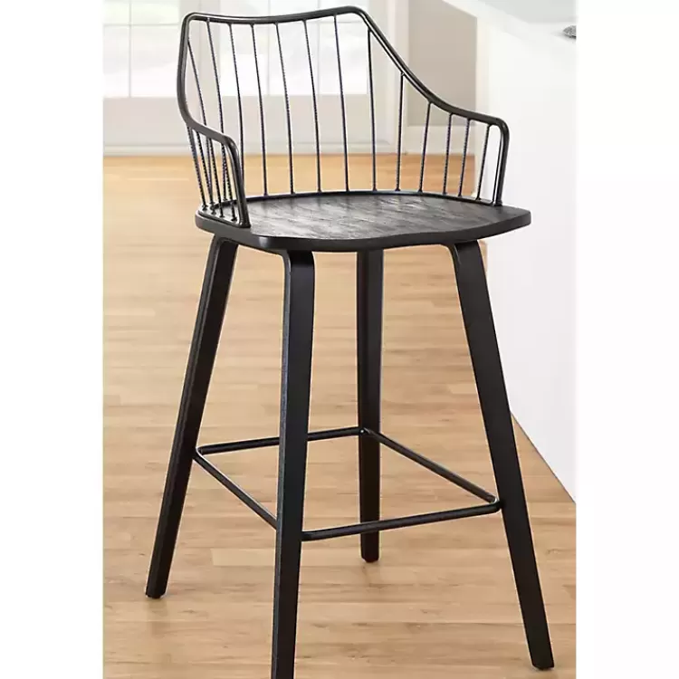black_poplar_wood_swivel_counter_stool_6.webp Poplar Wood Swivel Counter Stool>Kirklands Home Shop