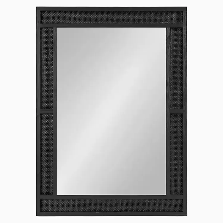 black_rattan_textured_rectangle_wall_mirror_4.webp Rattan Textured Rectangle Wall Mirror>Kirklands Home Discount
