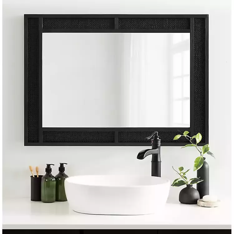 black_rattan_textured_rectangle_wall_mirror_6.webp Rattan Textured Rectangle Wall Mirror>Kirklands Home Discount