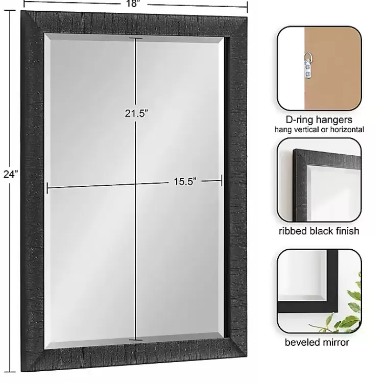 Black Reyna Rectangle Wall Mirror>Kirklands Home Hot