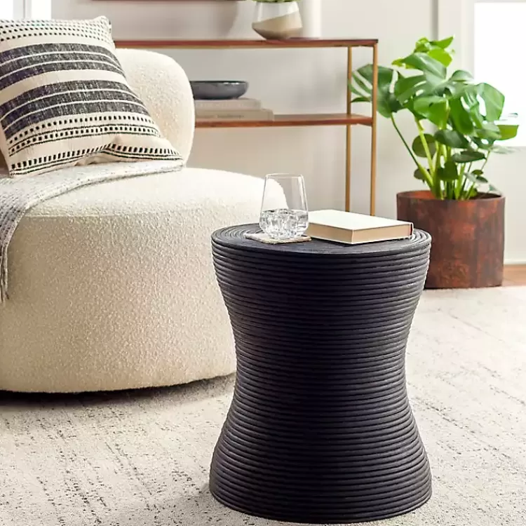 Ribbed Rattan Round Accent Table>Kirklands Home Fashion