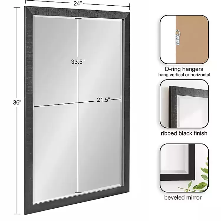 Black Ribbed Renna Wall Mirror, 24x36 in.>Kirklands Home Best