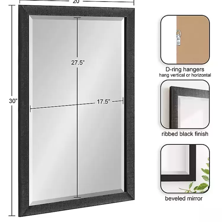 Black Ribbed Renna Wall Mirror, 20x30 in.>Kirklands Home Discount