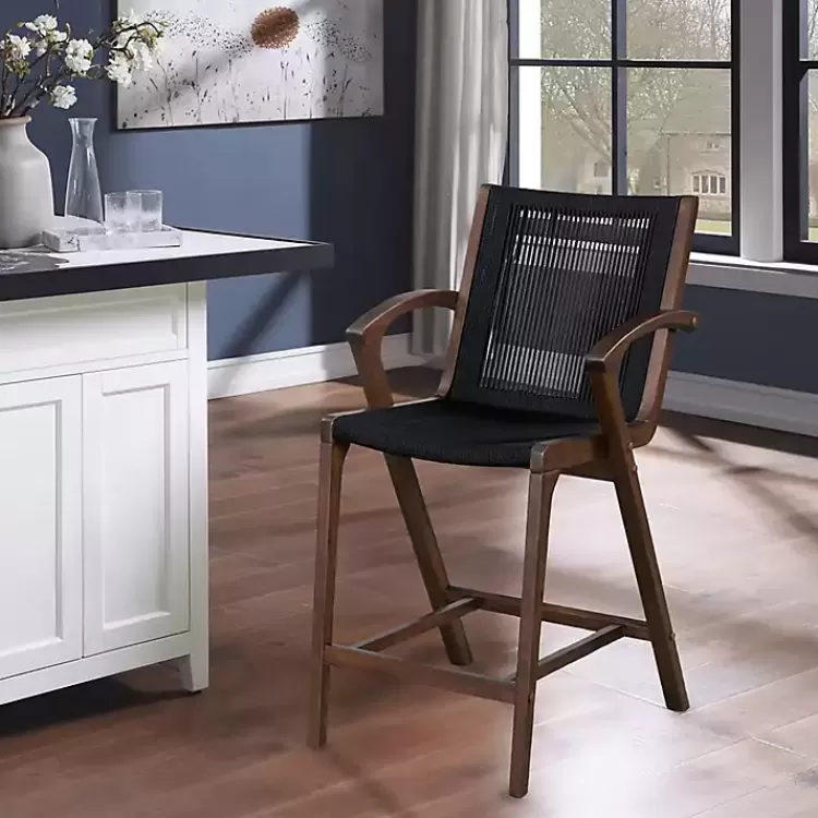 black_rope_and_brown_wood_counter_stool_6.webp Rope and Brown Wood Counter Stool>Kirklands Home Shop