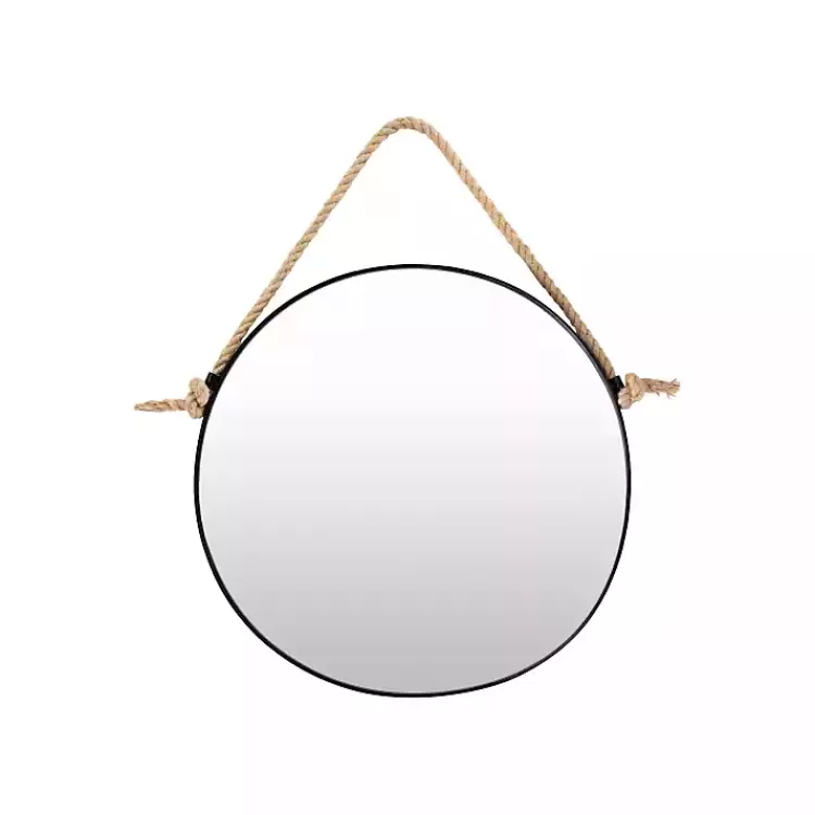 Black Round Framed Mirror with Rope>Kirklands Home Discount