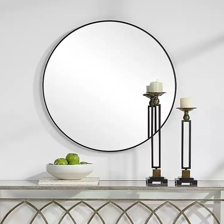 Black Round Simple Frame Large Wall Mirror>Kirklands Home Hot