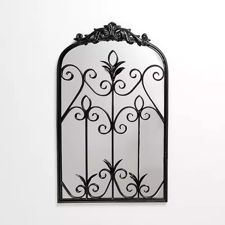 Black Scrolled Metal Overlay Wall Mirror>Kirklands Home Store