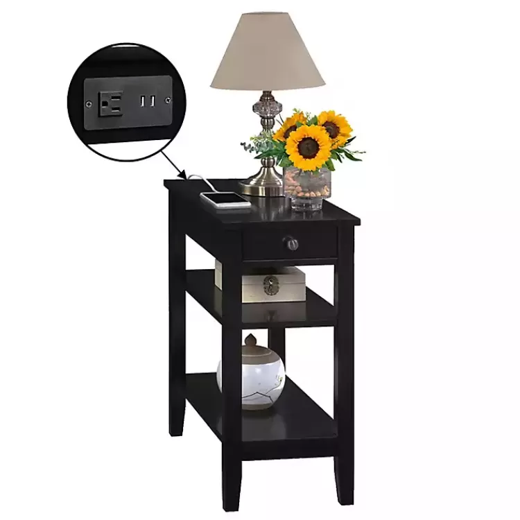 black_shelf_charging_accent_table_2.webp 2-Shelf Charging Accent Table>Kirklands Home Outlet
