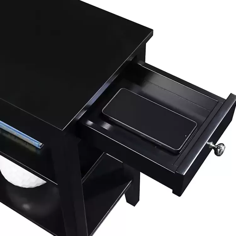 black_shelf_charging_accent_table_3.webp 2-Shelf Charging Accent Table>Kirklands Home Outlet