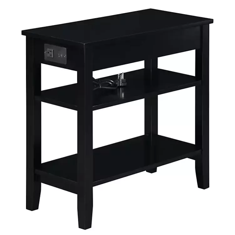 black_shelf_charging_accent_table_5.webp 2-Shelf Charging Accent Table>Kirklands Home Outlet