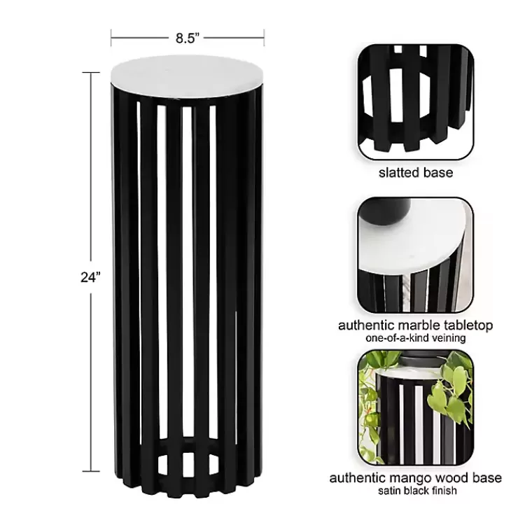 Black Slatted Marble Payton Accent Table>Kirklands Home Online