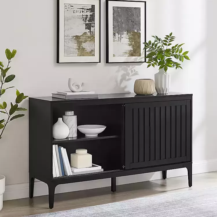 black_slatted_sliding_door_sideboard_3.webp Slatted Sliding Door Sideboard>Kirklands Home Best