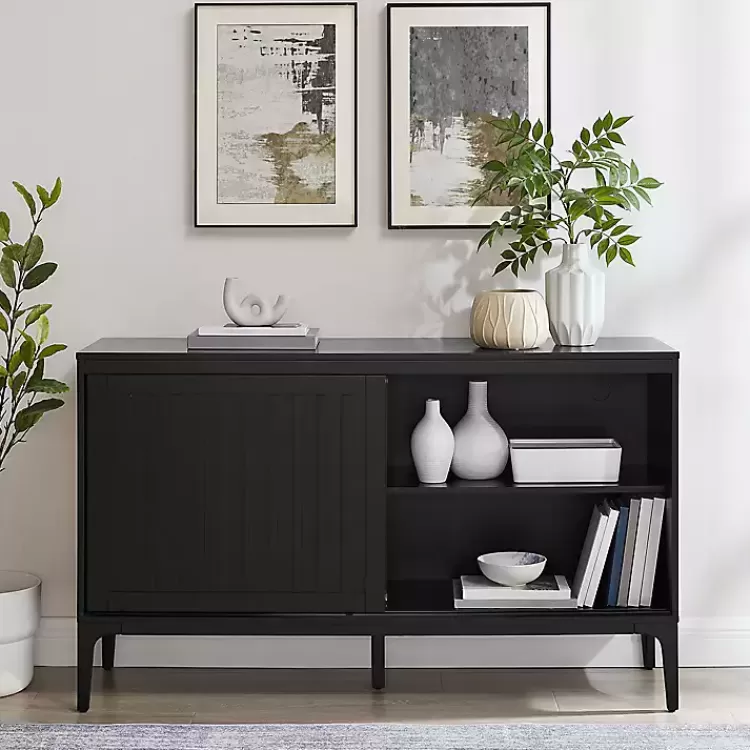 black_slatted_sliding_door_sideboard_4.webp Slatted Sliding Door Sideboard>Kirklands Home Best
