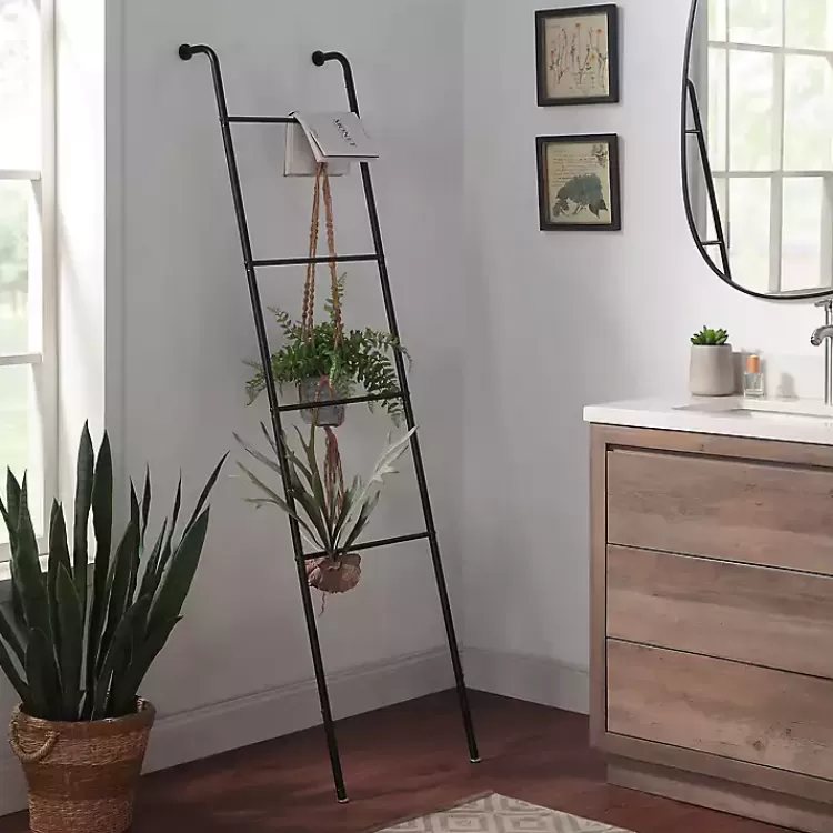 black_steel_bar_leaning_towel_ladder_2.webp Steel 4-Bar Leaning Towel Ladder>Kirklands Home Shop