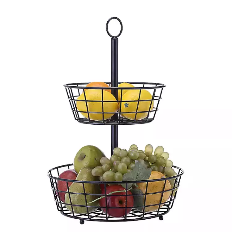 Steel Two-Tier Fruit Basket>Kirklands Home Best Sale
