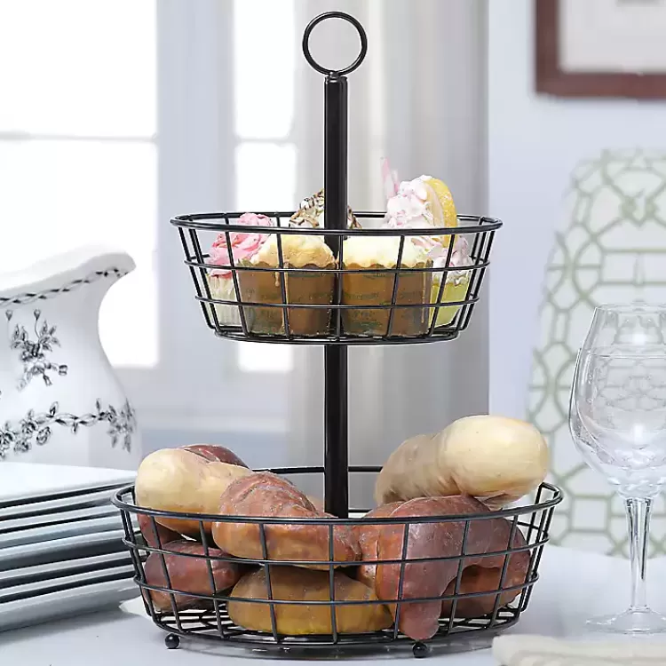 Steel Two-Tier Fruit Basket>Kirklands Home Best Sale