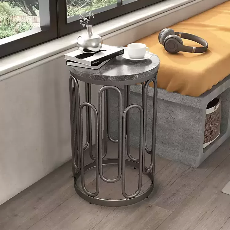black_stone_and_metal_geometric_accent_table_5.webp Stone and Metal Geometric Accent Table>Kirklands Home Shop