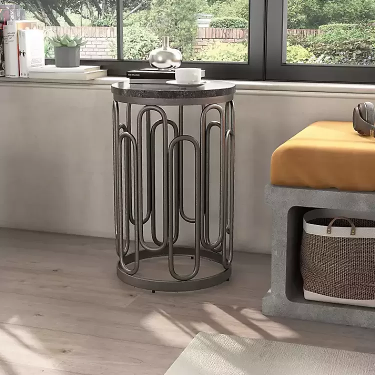 black_stone_and_metal_geometric_accent_table_6.webp Stone and Metal Geometric Accent Table>Kirklands Home Shop