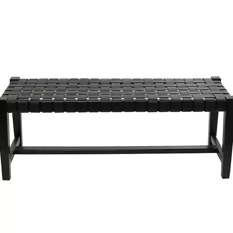 Teak Wood and Leather Bench>Kirklands Home Best Sale