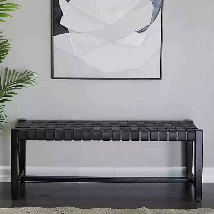 black_teak_wood_and_leather_bench_5.webp Teak Wood and Leather Bench>Kirklands Home Best Sale
