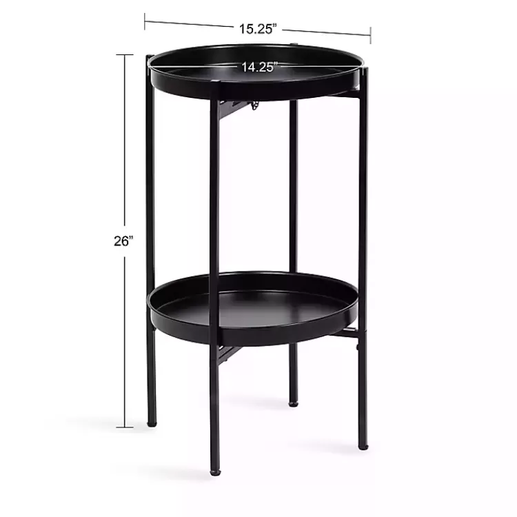 black_tier_foldable_cienna_accent_table_6.webp 2-Tier Foldable Cienna Accent Table>Kirklands Home Best
