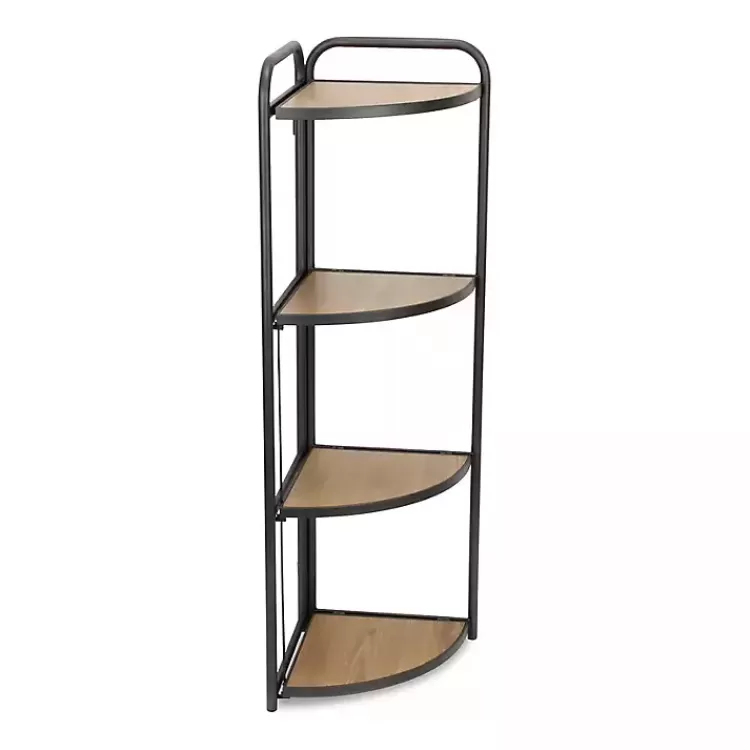 Black 4-Tier Foldable Corner Shelf>Kirklands Home Shop