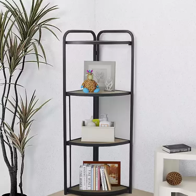 Black 4-Tier Foldable Corner Shelf>Kirklands Home Shop