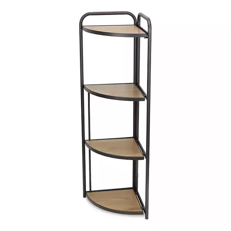 black_tier_foldable_corner_shelf_2.webp Black 4-Tier Foldable Corner Shelf>Kirklands Home Shop