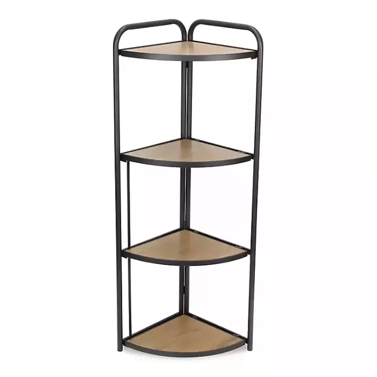black_tier_foldable_corner_shelf_3.webp Black 4-Tier Foldable Corner Shelf>Kirklands Home Shop