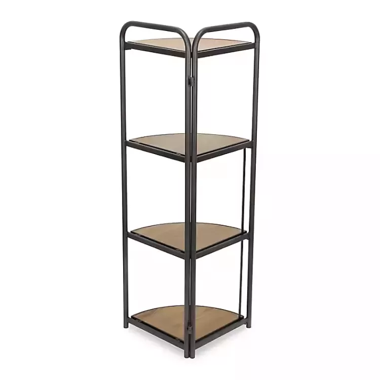 black_tier_foldable_corner_shelf_4.webp Black 4-Tier Foldable Corner Shelf>Kirklands Home Shop