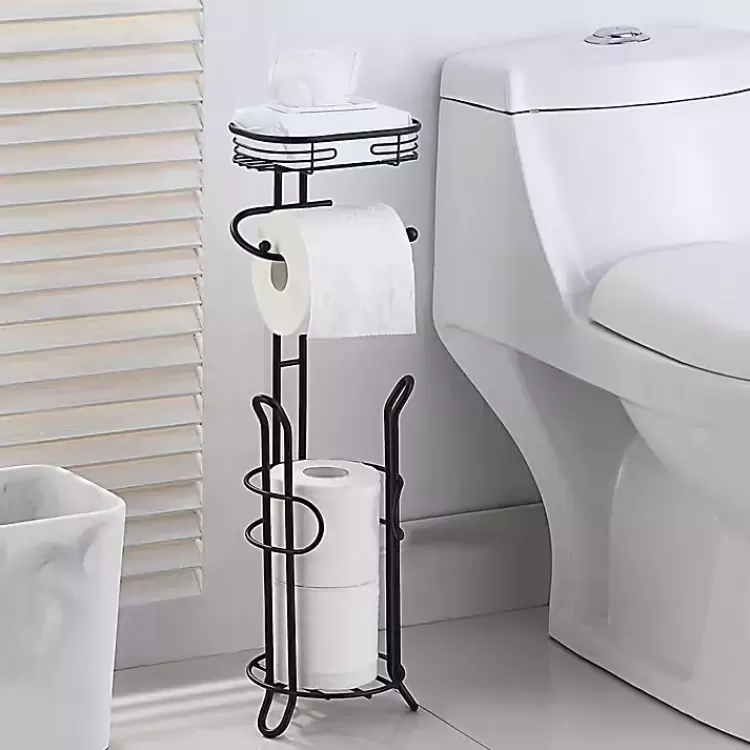 black_toilet_paper_storage_stand_with_basket_2.webp Toilet Paper Storage Stand with Basket>Kirklands Home Discount