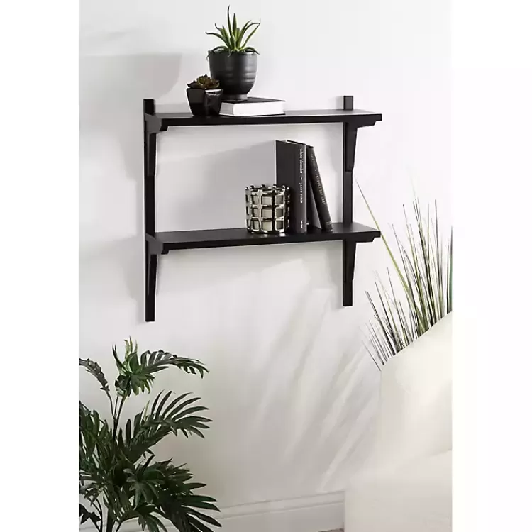 black_traditional_twotiered_wall_shelf_6.webp Traditional Two-Tiered Wall Shelf>Kirklands Home Best