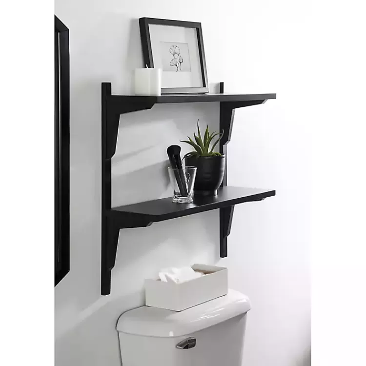 black_traditional_twotiered_wall_shelf_9.webp Traditional Two-Tiered Wall Shelf>Kirklands Home Best