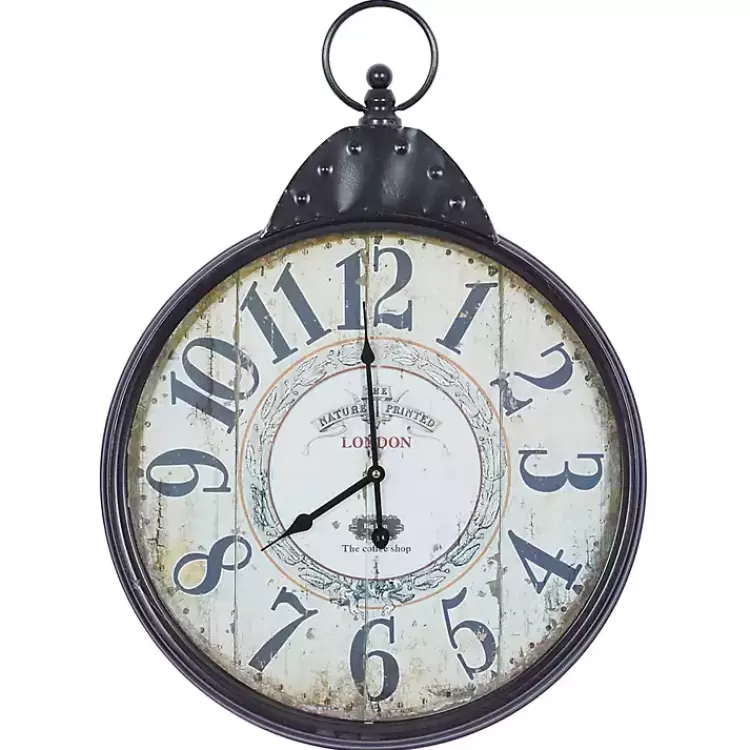 Black Vintage Pocket Watch Wall Clock>Kirklands Home Cheap