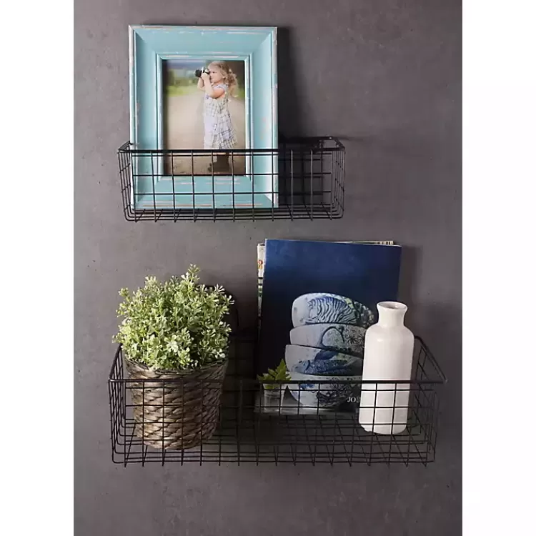 Black Wall Hanging Wire Baskets, Set of 2>Kirklands Home Shop