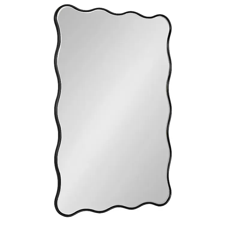 Black Wavy Beveled Rectangular Wall Mirror>Kirklands Home Sale