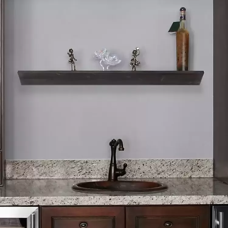 Black Wedge Wood Large Floating Shelf>Kirklands Home Cheap