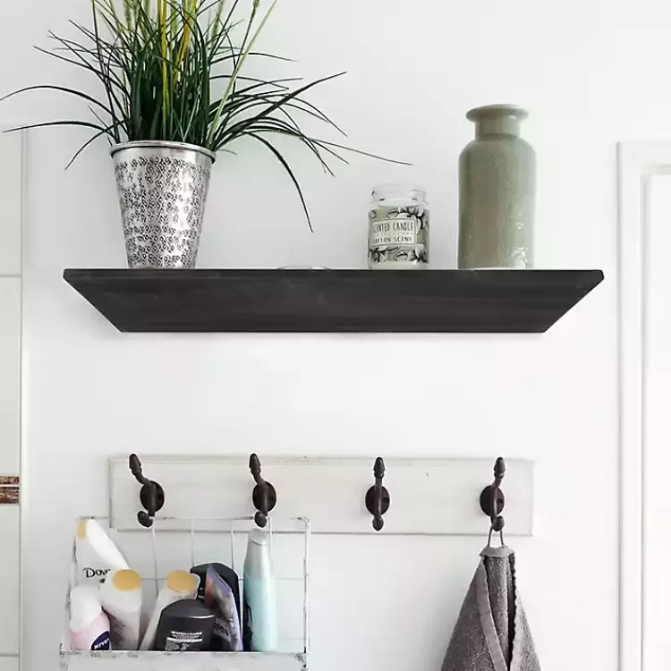 Black Wedge Wood Small Floating Shelf>Kirklands Home Online