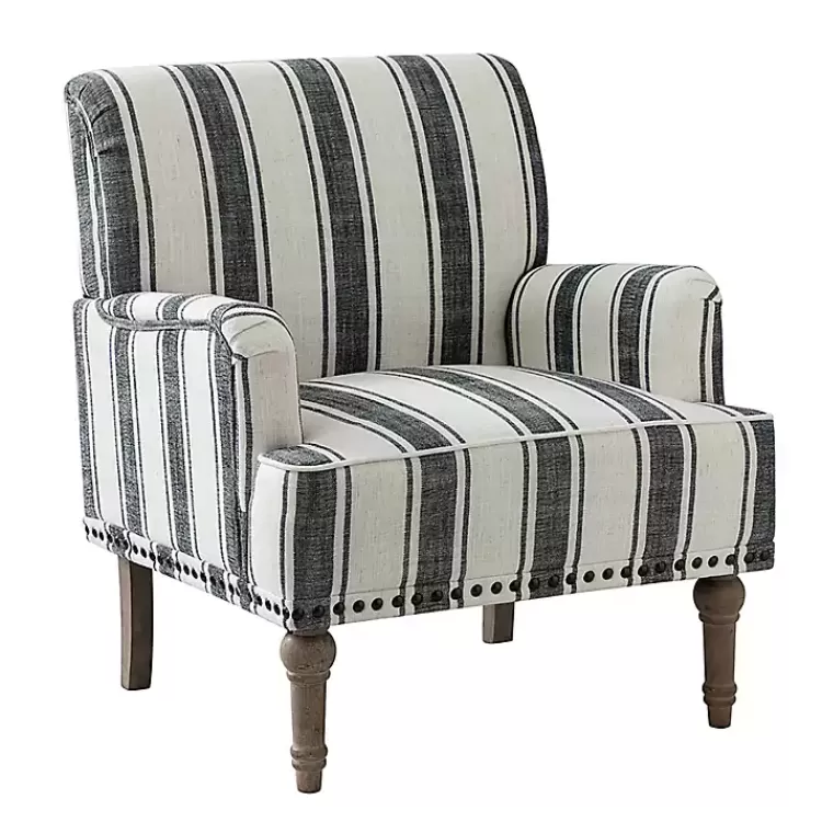 Black White Stripe Upholstered Accent Chair>Kirklands Home New