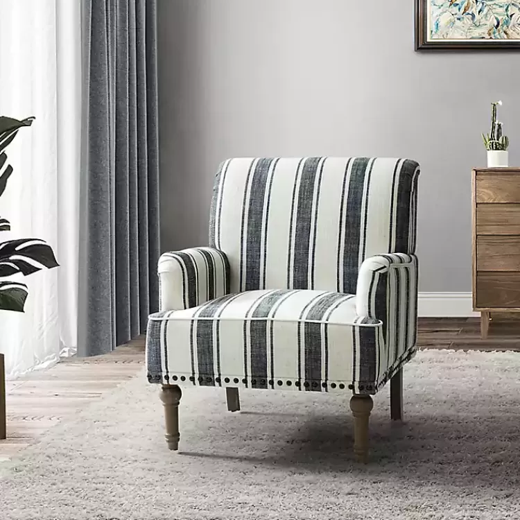 Black White Stripe Upholstered Accent Chair>Kirklands Home New
