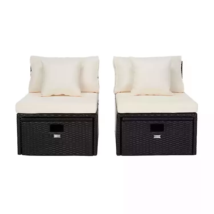 Black Wicker Chaises with Ottoman, Set of 2>Kirklands Home Sale