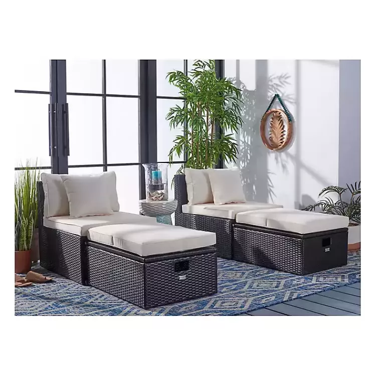 Black Wicker Chaises with Ottoman, Set of 2>Kirklands Home Sale