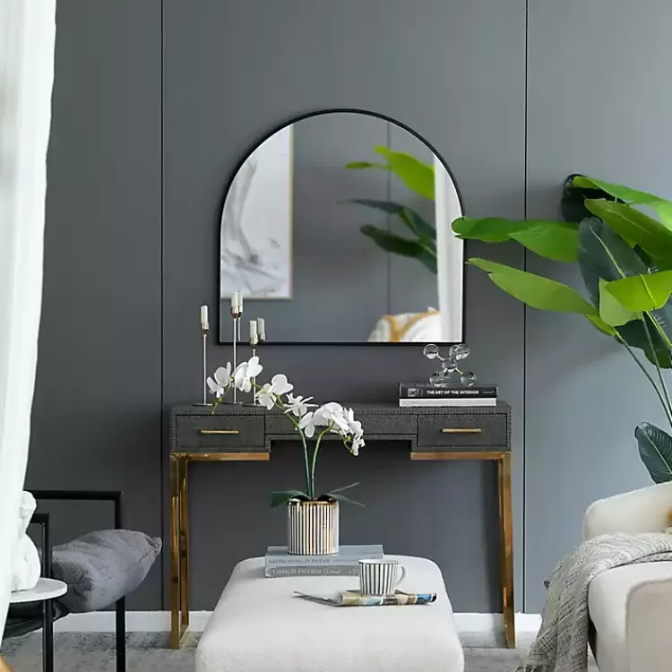 black_wide_arched_wall_mirror_5.webp Wide Arched Wall Mirror>Kirklands Home Fashion
